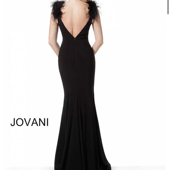Black Jovani Formal feather gown - Picture 4 of 6